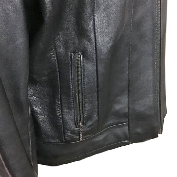 Kenneth Cole Reaction Black Collar Leather Coat - Picture 5 of 15